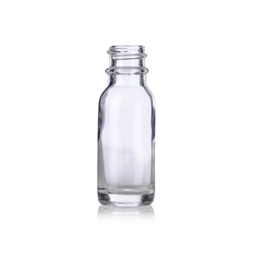 0.5 oz clear glass boston round bottle with 18-400 neck finish