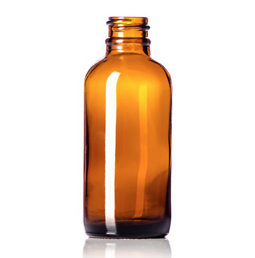 2 oz amber glass boston round bottle with 20-400 neck finish