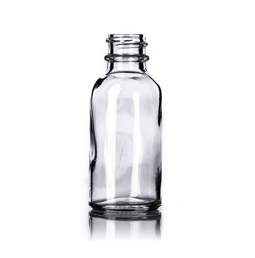 1 oz clear glass boston round bottle with 20-400 neck finish
