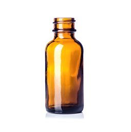 1 oz amber glass boston round bottle with 20-400 neck finish