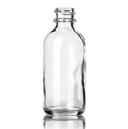 2 oz clear glass boston round bottle with 20-400 neck finish